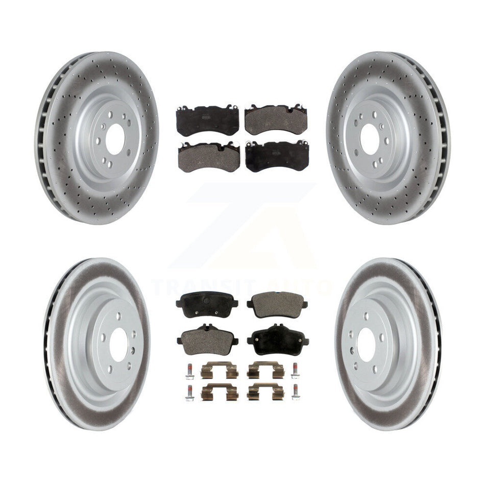 Front Rear Coated Disc Brake Rotors And Semi-Metallic Pads Kit For Mercedes-Benz ML63 AMG KGF-104104