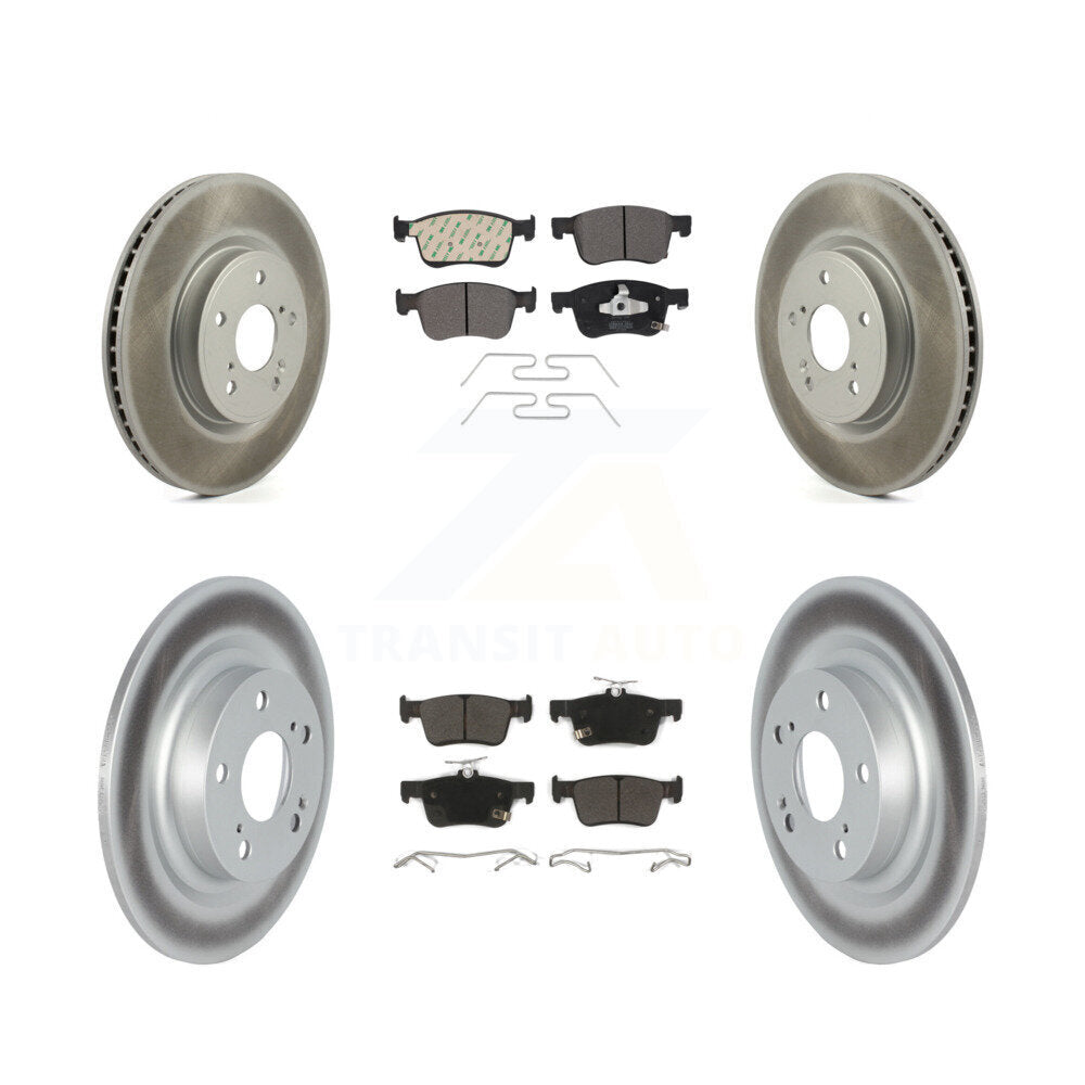 Front Rear Coated Disc Brake Rotors And Semi-Metallic Pad Kit For 2024 Acura Integra 1.5L KGF-104105