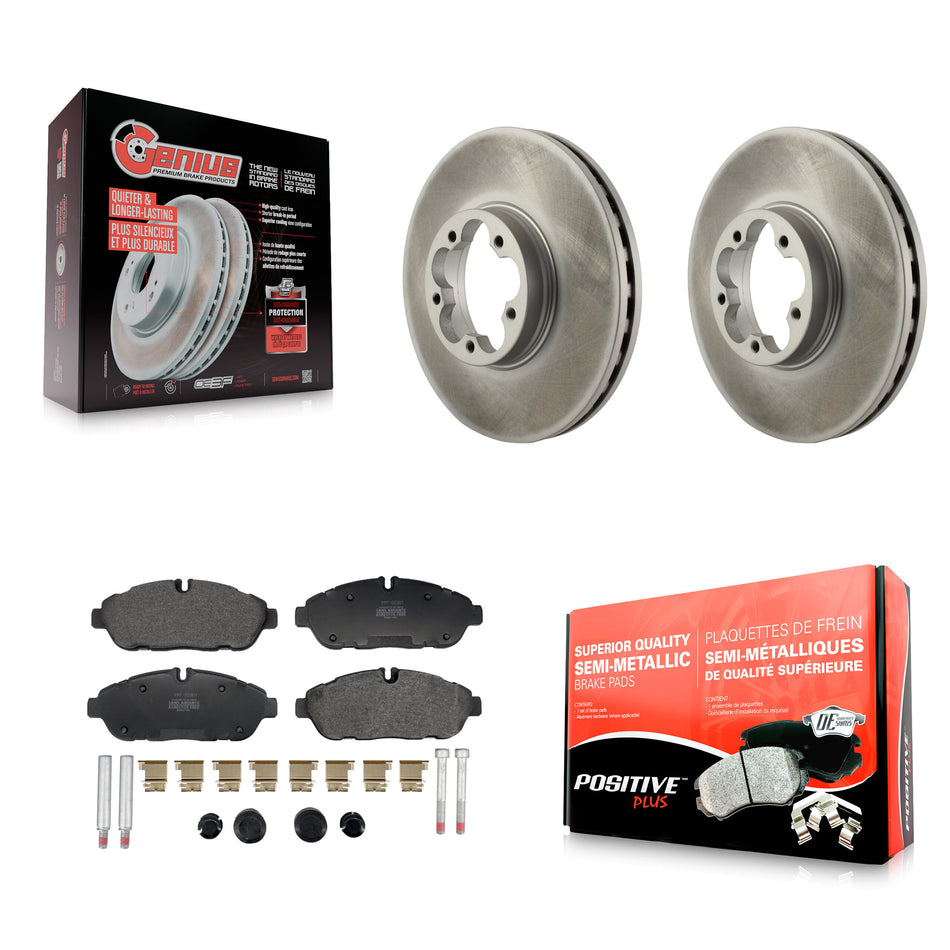 Front Coated Disc Brake Rotors And Semi-Metallic Pad Kit For 2023 Ford Transit-350 HD AWD KGF-104111