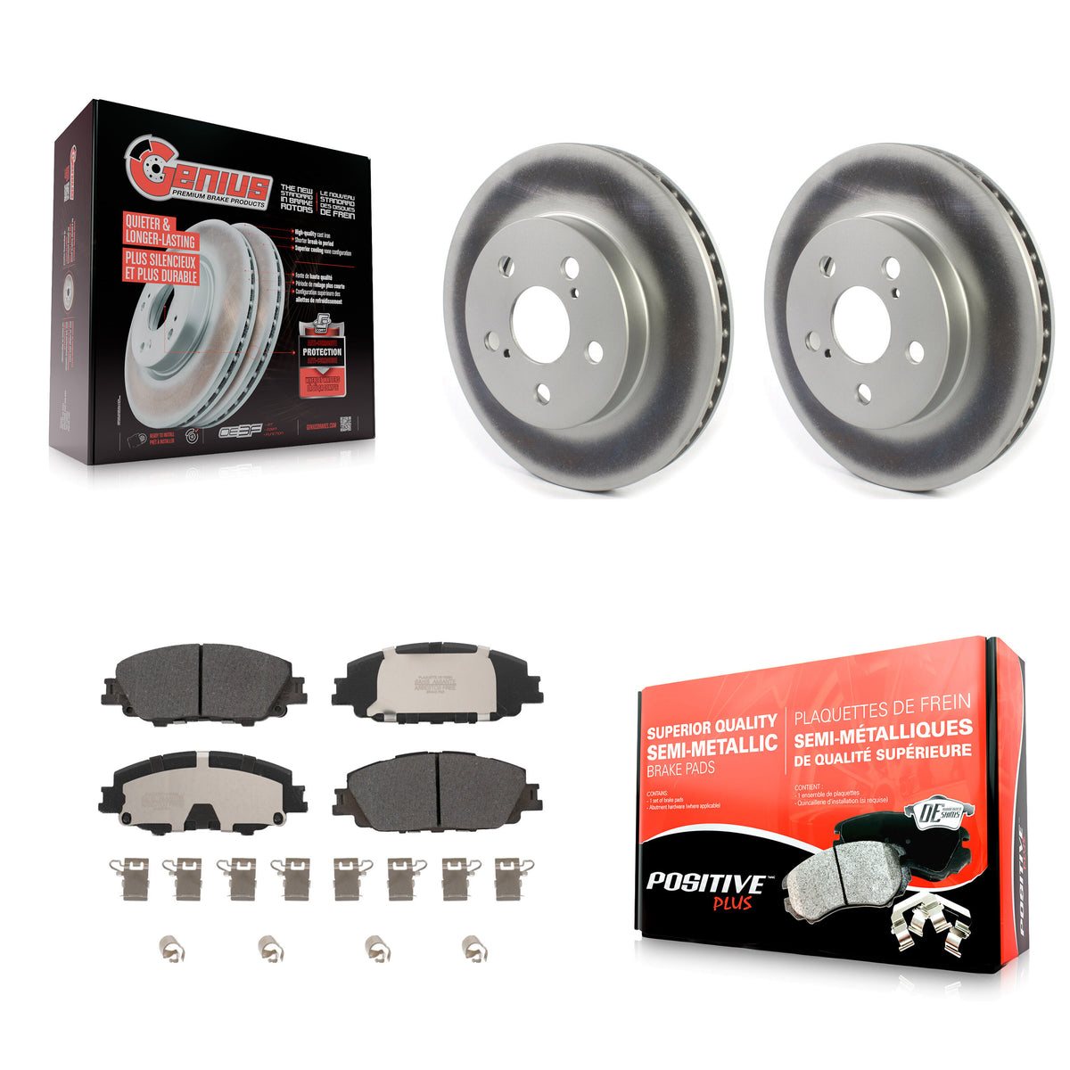 Front Coated Disc Brake Rotors And Semi-Metallic Pads Kit For Toyota Corolla KGF-104124