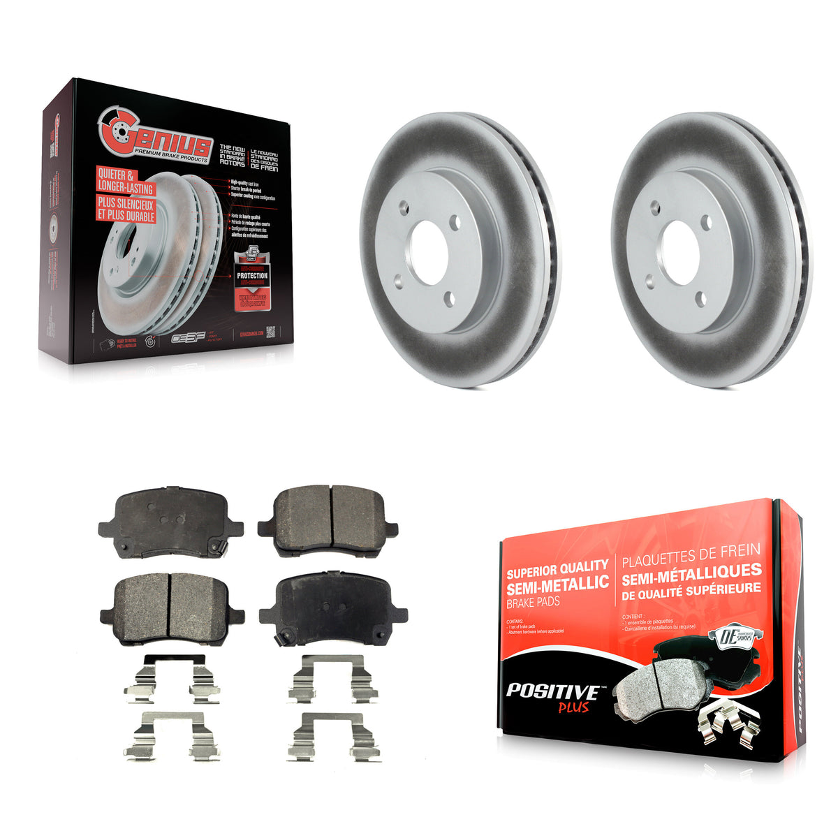 Front Coated Brake Rotors Semi-Metallic Pad Kit For 2007-2008 Pontiac G5 Disc rear brakes KGF-104136