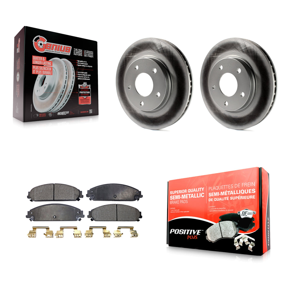 Front Coated Disc Brake Rotor And Semi-Metallic Pad Kit For 2008-2009 Dodge Caliber SRT-4 KGF-104143