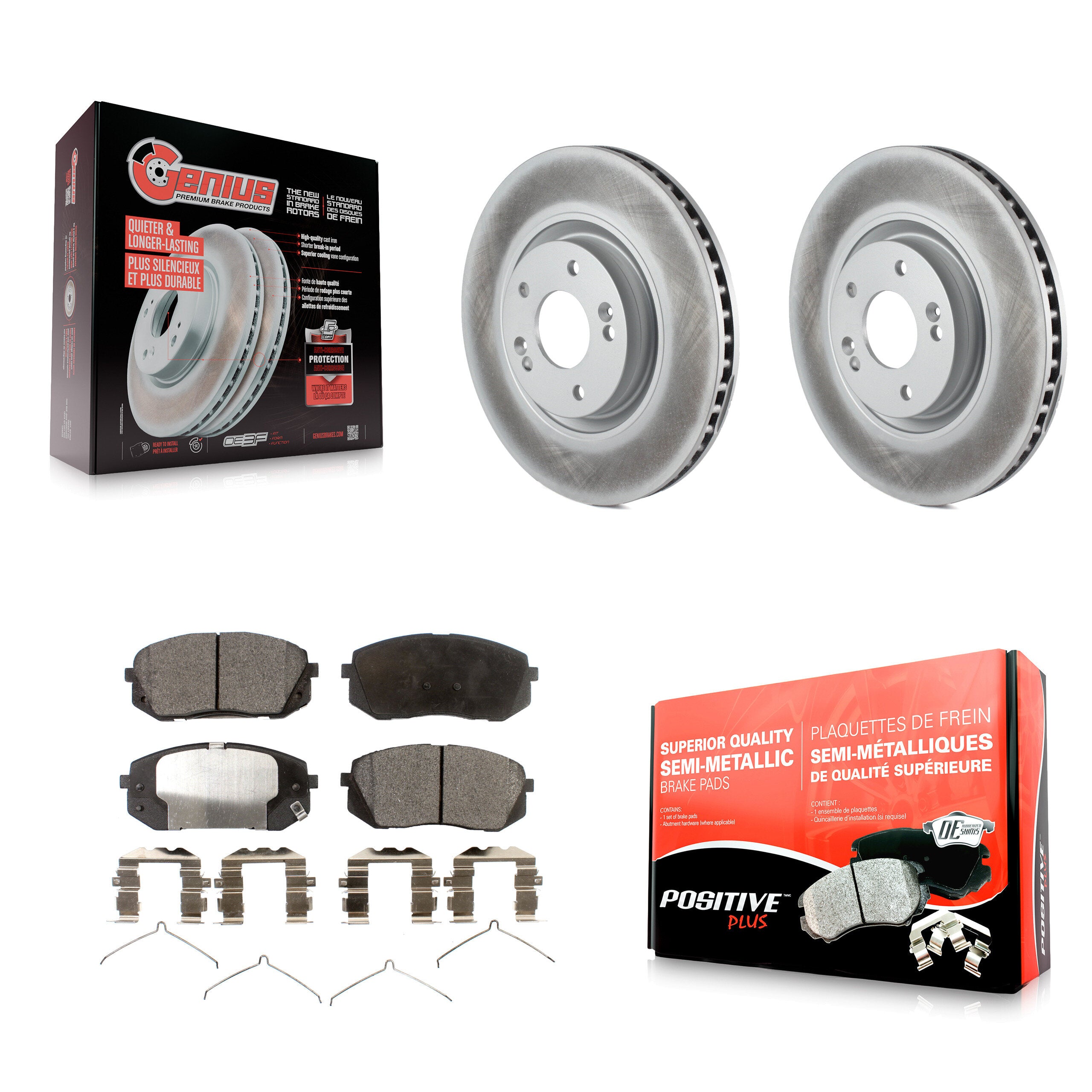 Front Coated Disc Brake Rotors And Semi-Metallic Pads Kit For Kia Optima KGF-104145
