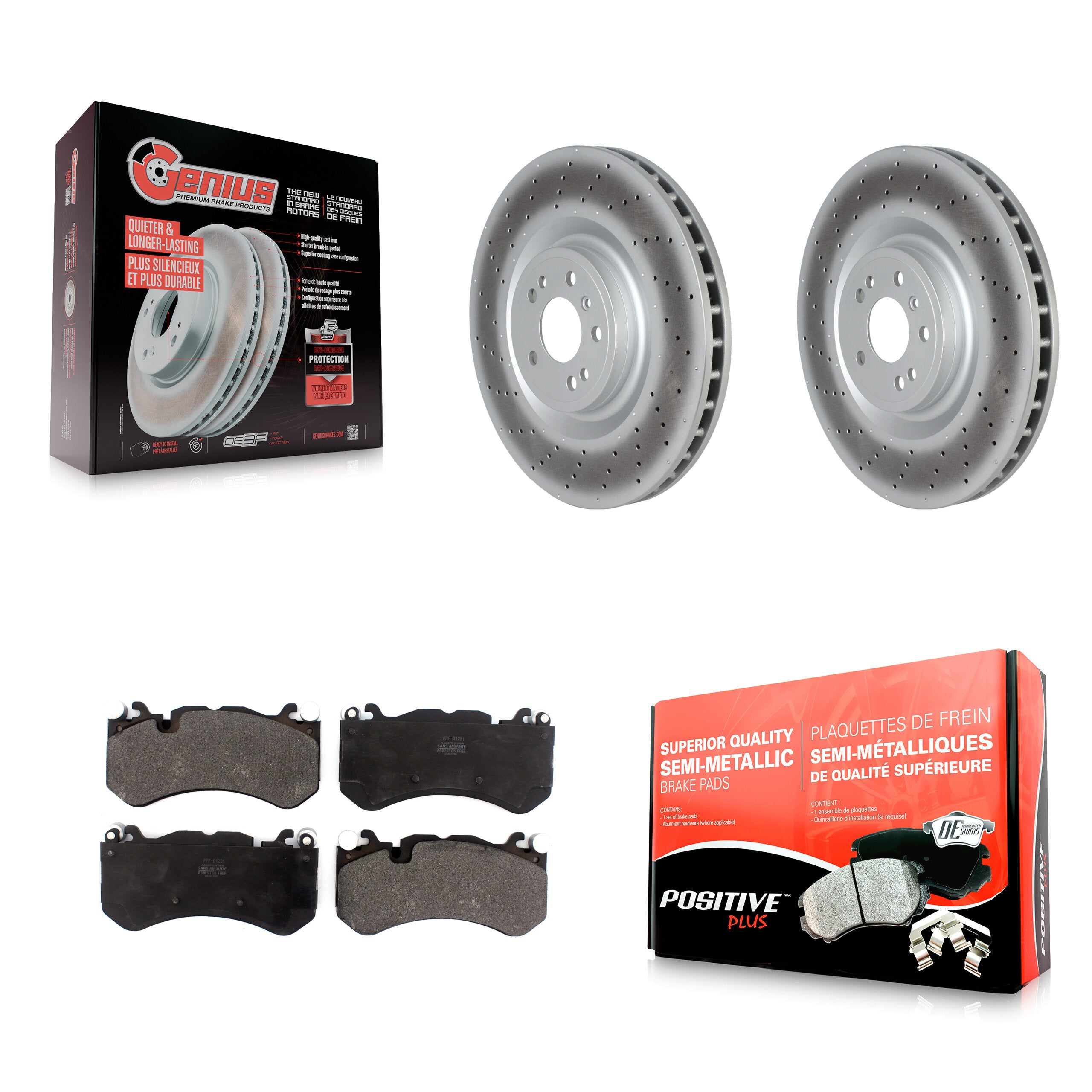 Front Coated Disc Brake Rotors And Semi-Metallic Pads Kit For Mercedes-Benz ML63 AMG KGF-104147