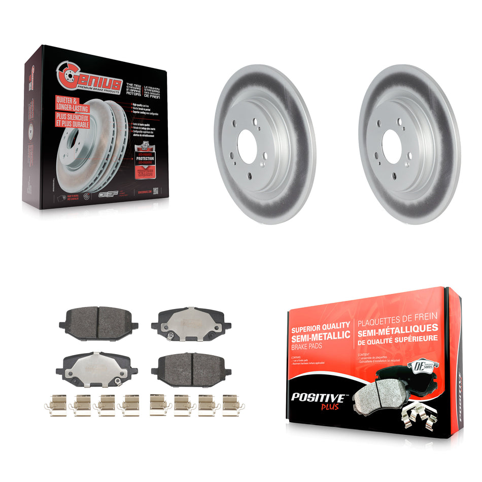 Rear Coated Disc Brake Rotors And Semi-Metallic Pads Kit For 2023-2024 Honda Pilot KGF-104150