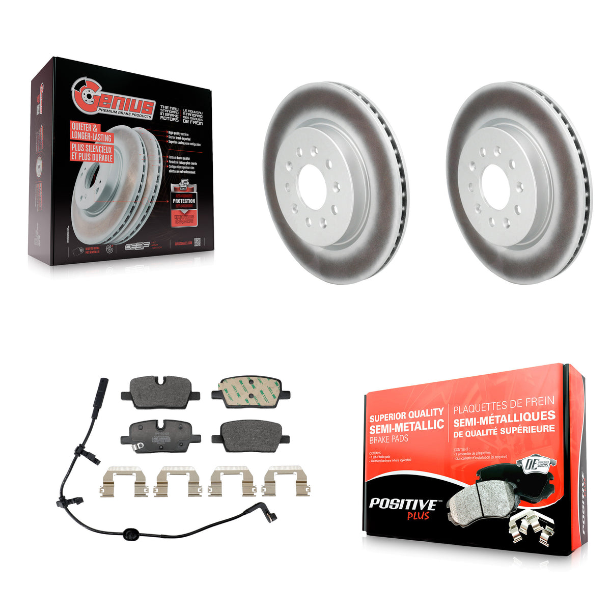 Rear Coated Disc Brake Rotors And Semi-Metallic Pads Kit For Cadillac CT4 KGF-104151