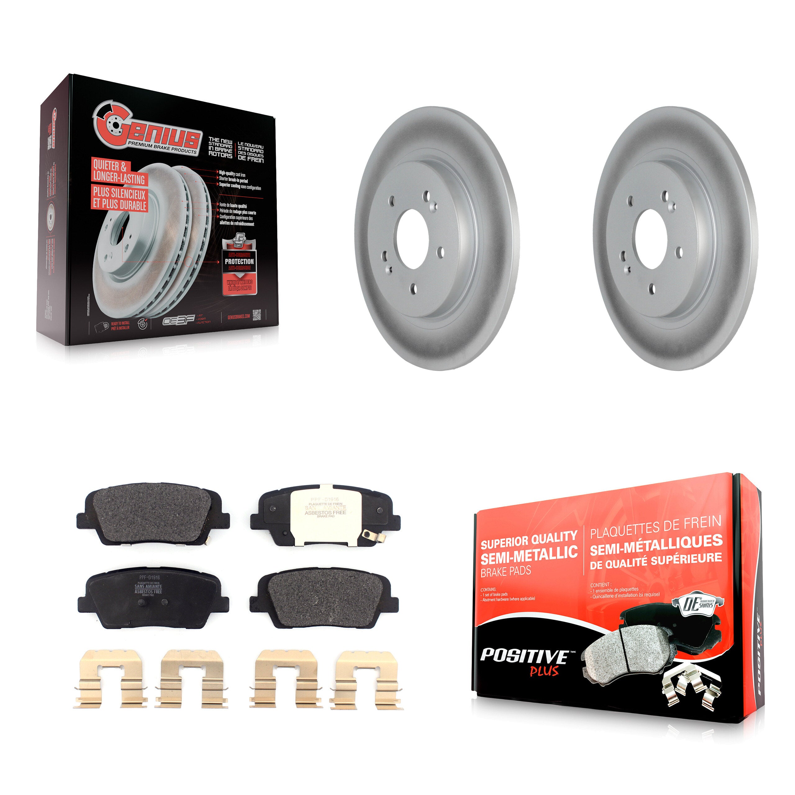 Rear Coated Disc Brake Rotors And Semi-Metallic Pads Kit For Hyundai Santa Fe KGF-104155