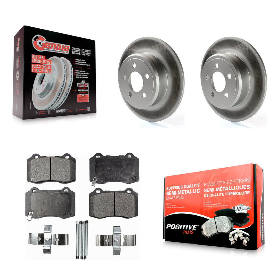 Rear Coat Disc Brake Rotor Semi-Metallic Pad Kit For 2016 Chrysler 300 With Brembo Brakes KGF-104156