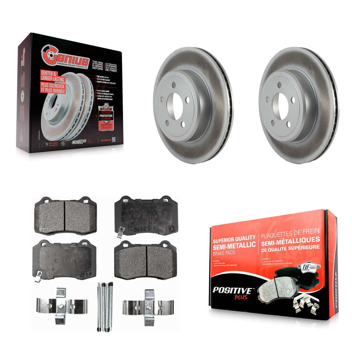 Rear Coated Disc Brake Rotors & Semi-Metallic Pad Kit For Chrysler 300 With Brembo Brakes KGF-104157