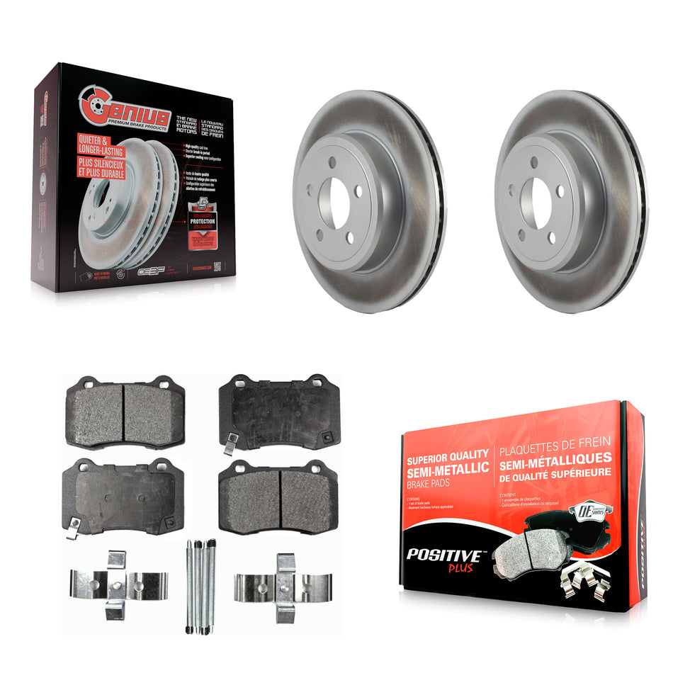 Rear Coated Disc Brake Rotors & Semi-Metallic Pad Kit For Chrysler 300 With Brembo Brakes KGF-104157