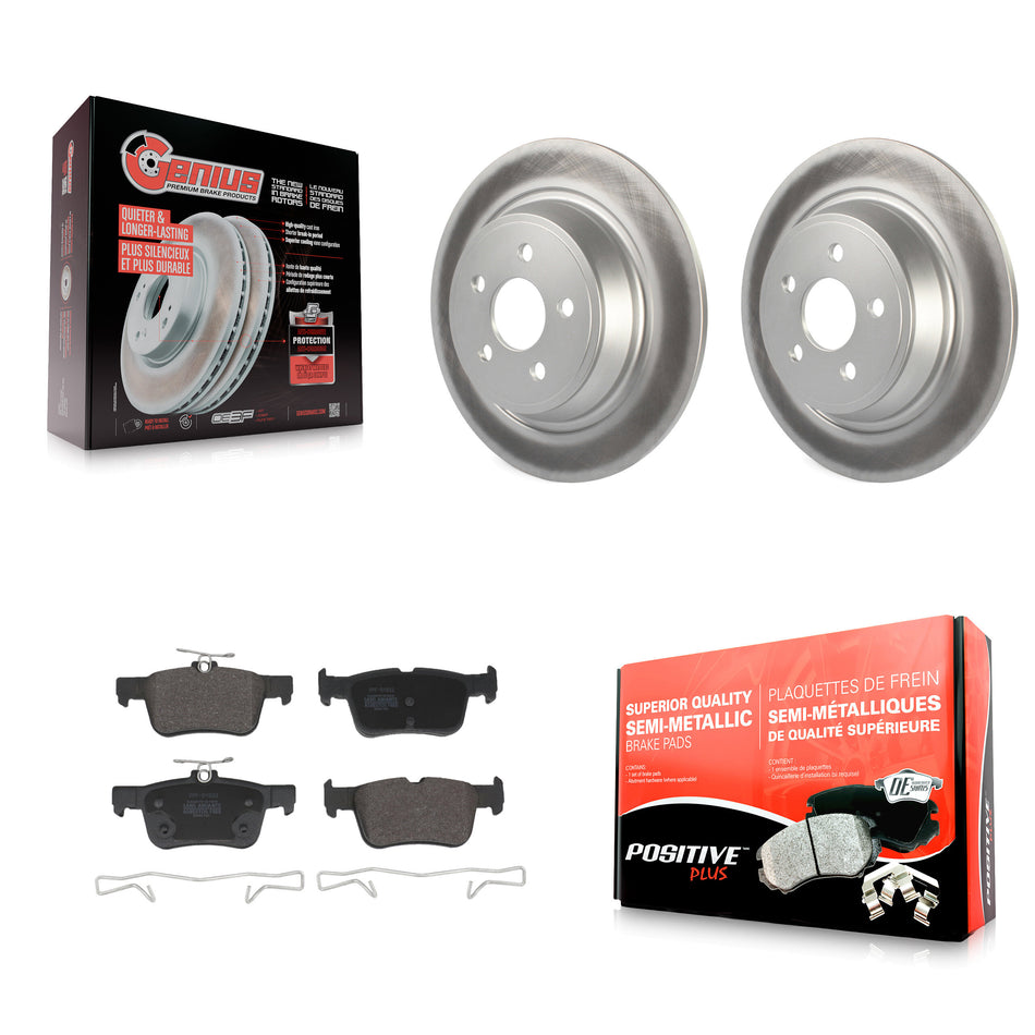 Rear Coated Brake Rotors Semi-Metallic Pad Kit For 2019-2020 Ford Police Responder Hybrid KGF-104158