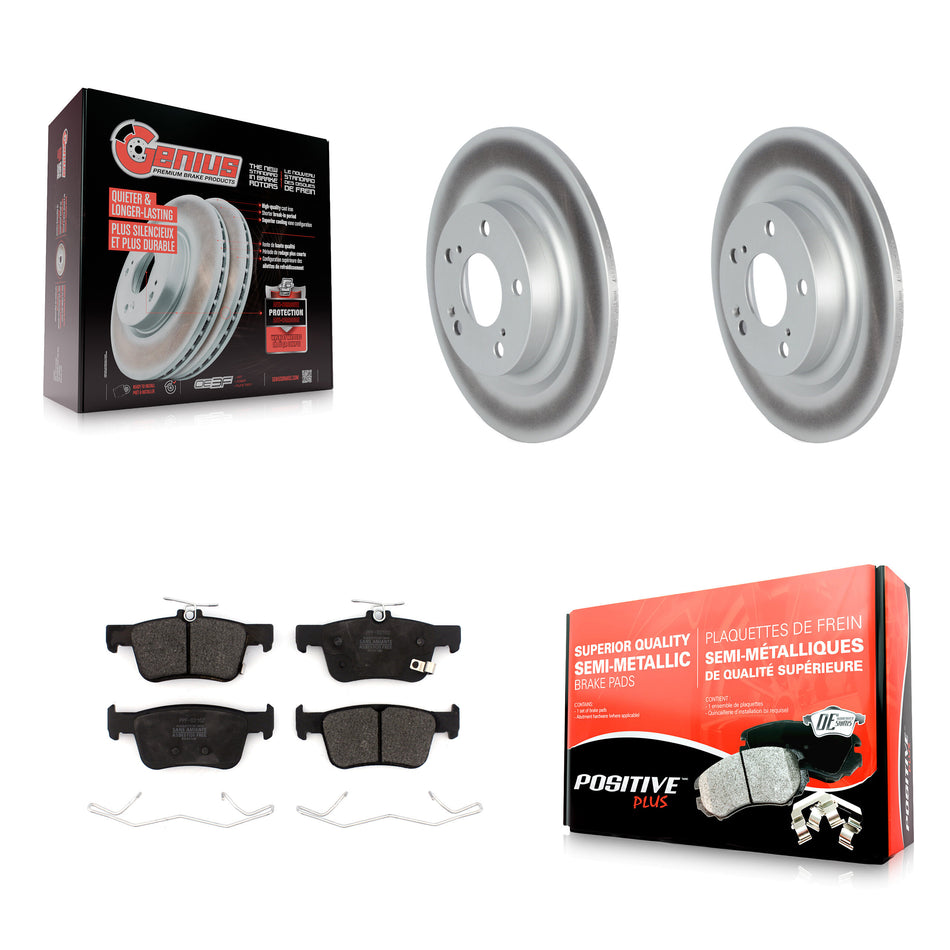 Rear Coated Disc Brake Rotors And Semi-Metallic Pads Kit For 2024 Acura Integra 2.0L KGF-104162