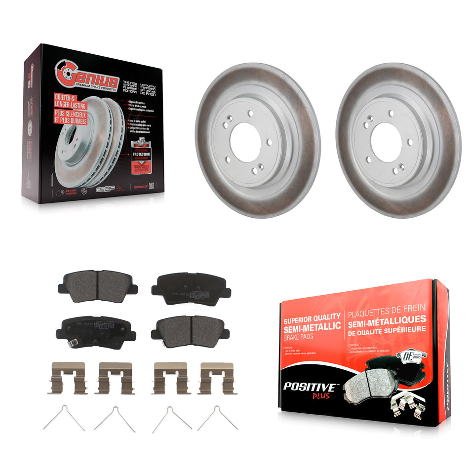 Rear Coated Disc Brake Rotors And Semi-Metallic Pads Kit For 2024 Hyundai Kona Electric KGF-104172