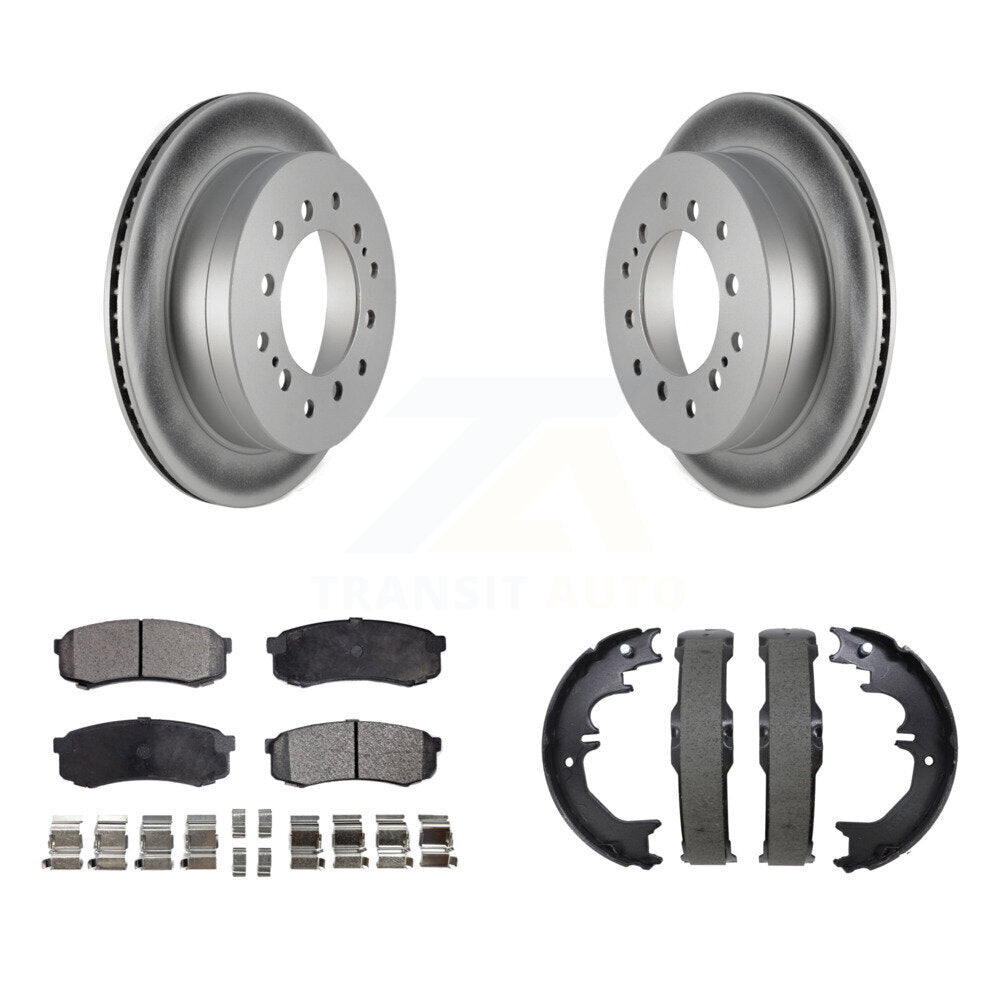 Rear Disc Coated Rotors Semi-Metallic Pads Parking Shoes Kit For Toyota 4Runner FJ Lexus KGF-104175