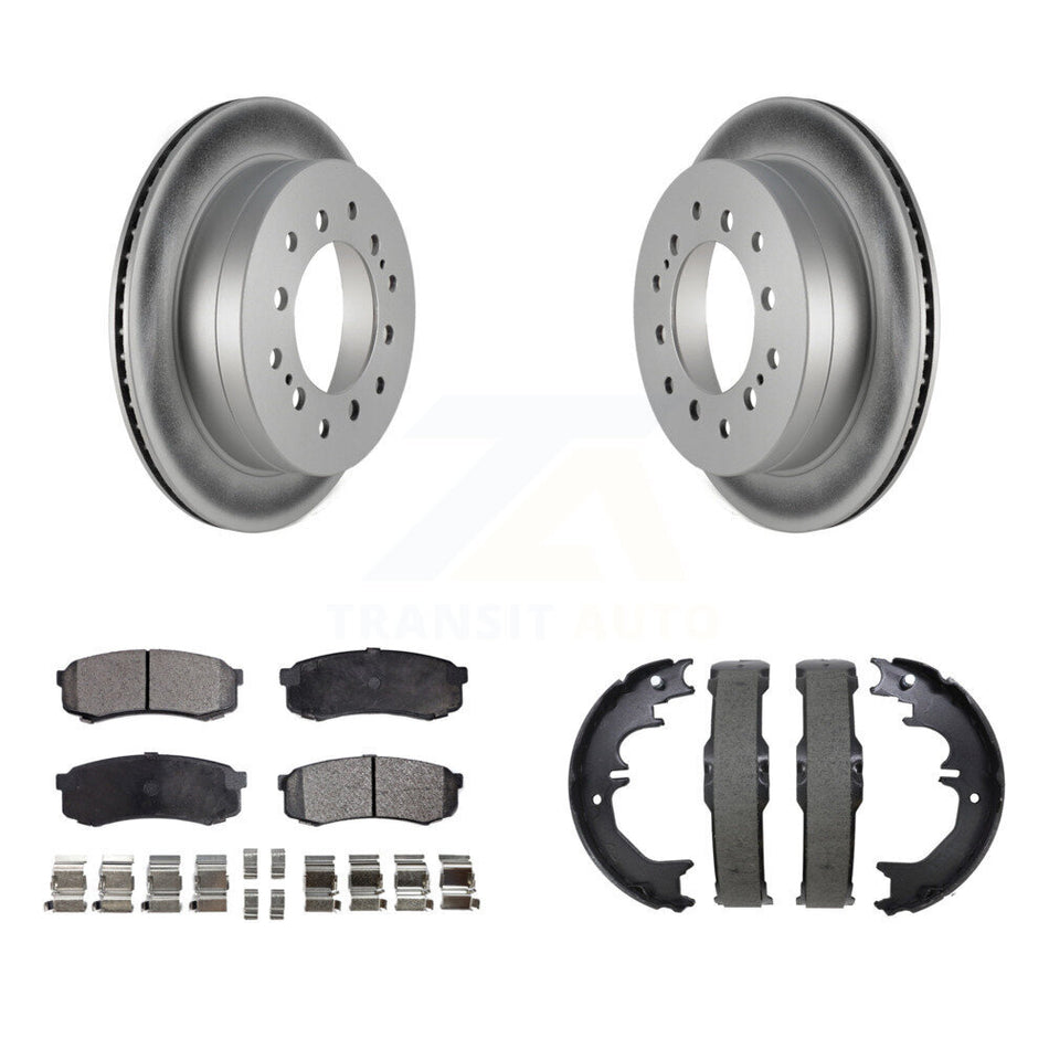 Rear Disc Coated Rotors Semi-Metallic Pads Parking Shoes Kit For Toyota 4Runner FJ Lexus KGF-104175