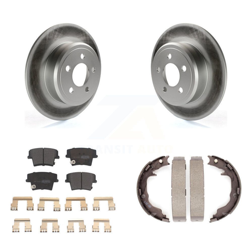 Rear Disc Coated Rotors Semi-Metallic Pads And Parking Brake Shoes Kit For Dodge Avenger KGF-104176