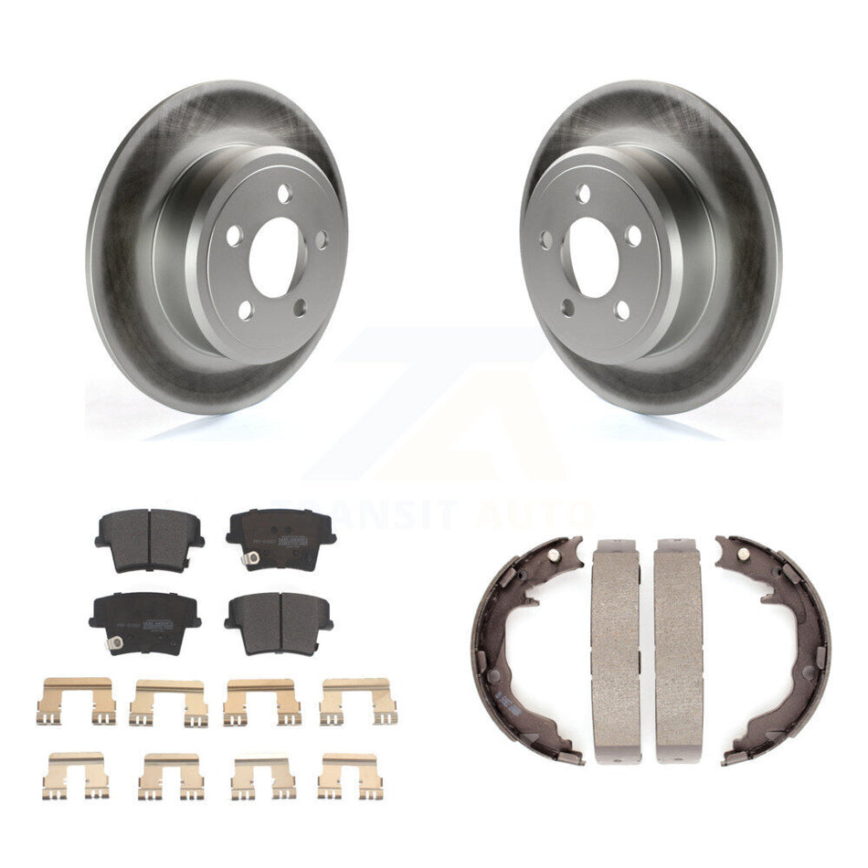 Rear Disc Coated Rotors Semi-Metallic Pads And Parking Brake Shoes Kit For Dodge Avenger KGF-104176