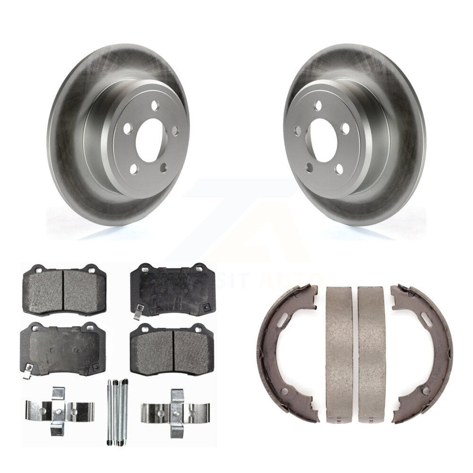 Rear Disc Coated Rotors Semi-Metallic Pads And Parking Brake Shoes Kit For Chrysler 300 KGF-104177