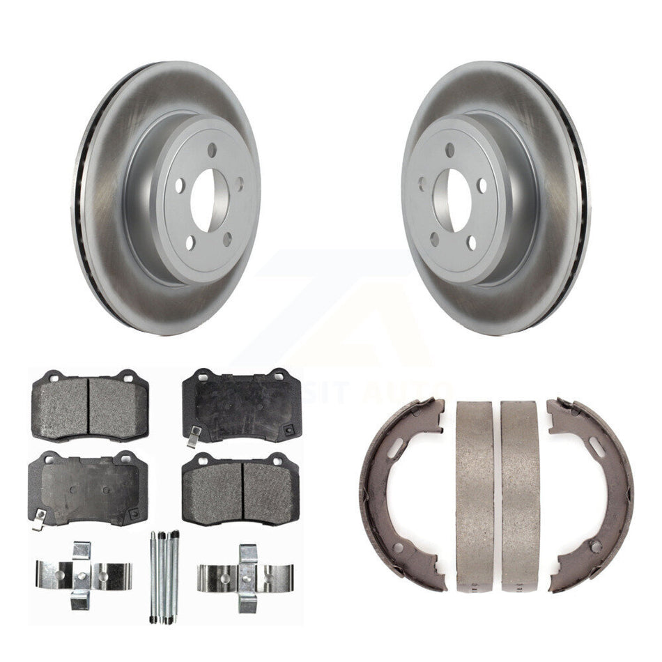 Rear Disc Coated Rotors Semi-Metallic Pads And Parking Brake Shoes Kit For Chrysler 300 KGF-104178