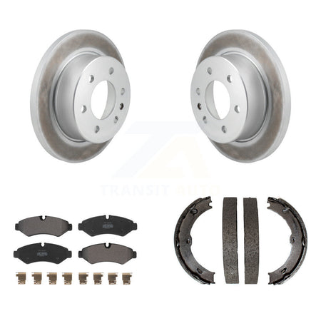 Rear Disc Coated Rotors Semi-Metallic Pads And Parking Brake Shoes Kit For KGF-104179