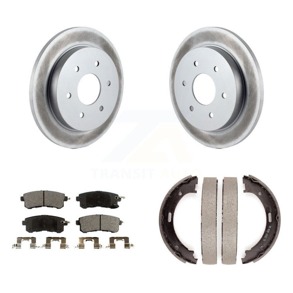Rear Disc Coated Rotors Semi-Metallic Pads And Parking Brake Shoes Kit For Nissan Armada KGF-104181