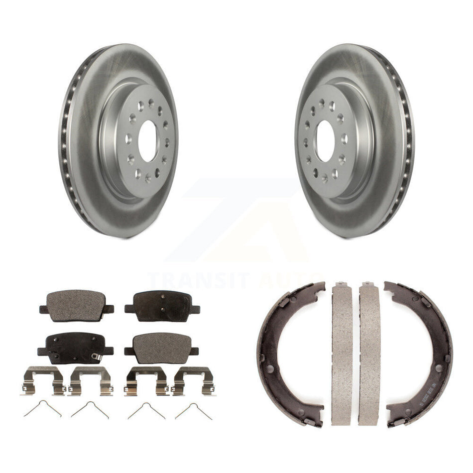 Rear Disc Coated Rotors Semi-Metallic Pads & Parking Brake Shoes Kit For 2017 GMC Acadia KGF-104182
