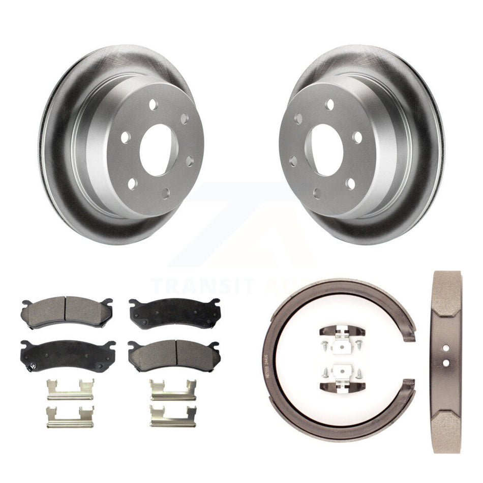 Rear Disc Coated Rotors Semi-Metallic Pads Parking Shoes Kit For Chevrolet Suburban 2500 KGF-104192