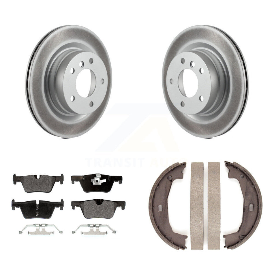 Rear Disc Coated Rotors Semi-Metallic Pads And Parking Brake Shoes Kit For BMW 328i KGF-104194