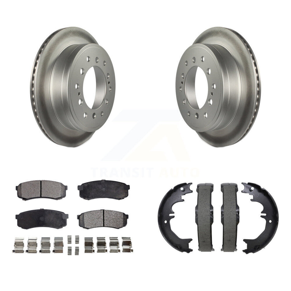 Rear Disc Coated Rotors Semi-Metallic Pads Parking Shoes Kit For Toyota 4Runner Lexus FJ KGF-104196
