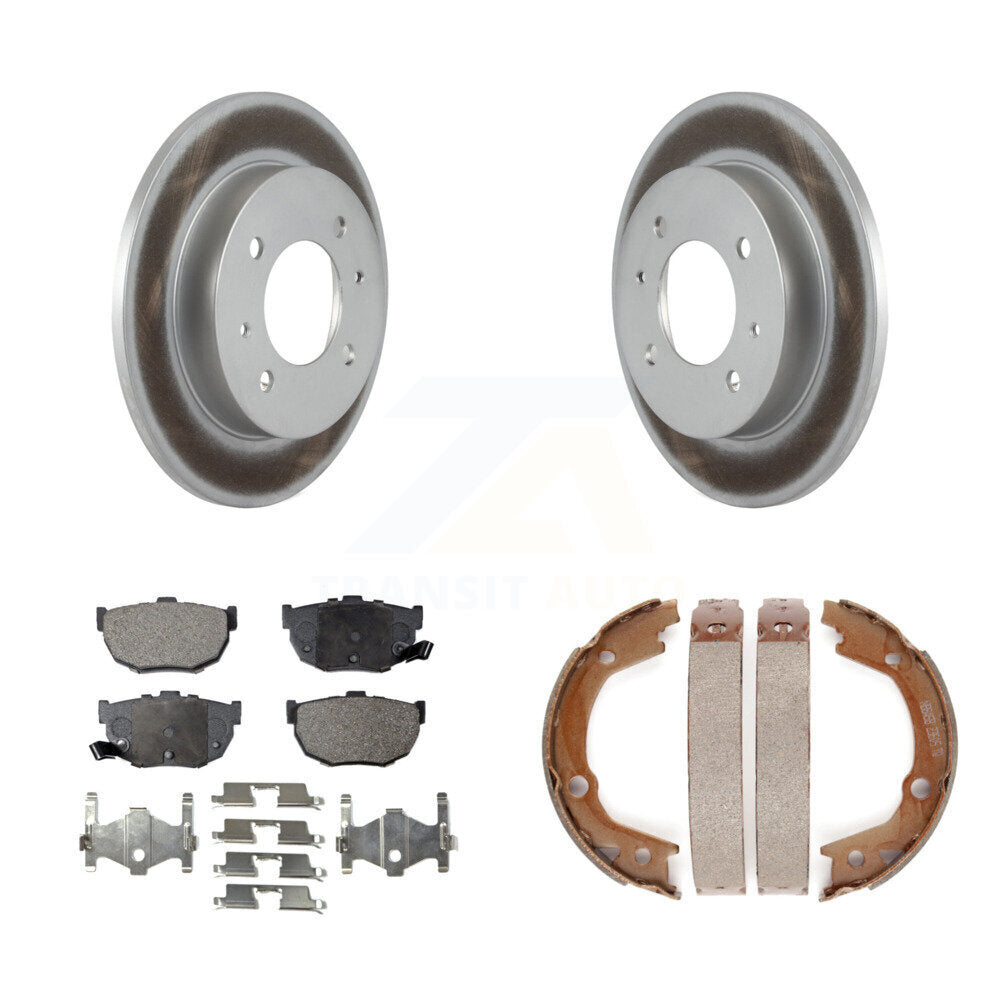 Rear Disc Coated Rotors Semi-Metallic Pads & Parking Brake Shoes Kit For Hyundai Elantra KGF-104199