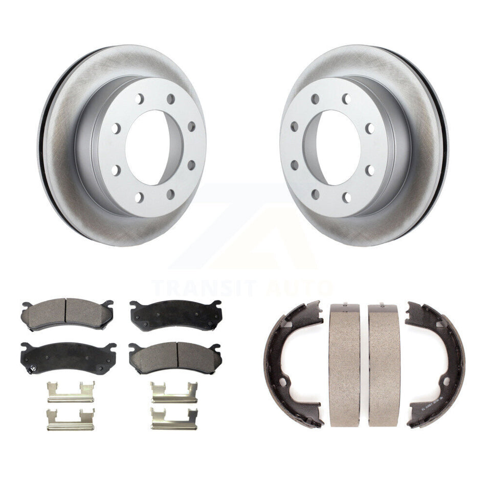 Rear Disc Coated Rotors Semi-Metallic Pads And Parking Shoes Kit For 2008-2009 Hummer H2 KGF-104200