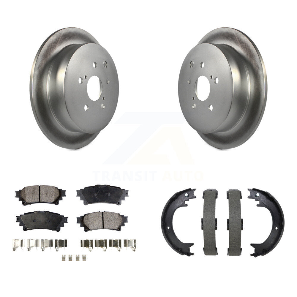Rear Disc Coated Rotors Semi-Metallic Pads Parking Shoes Kit For Toyota Sienna Highlander KGF-104203