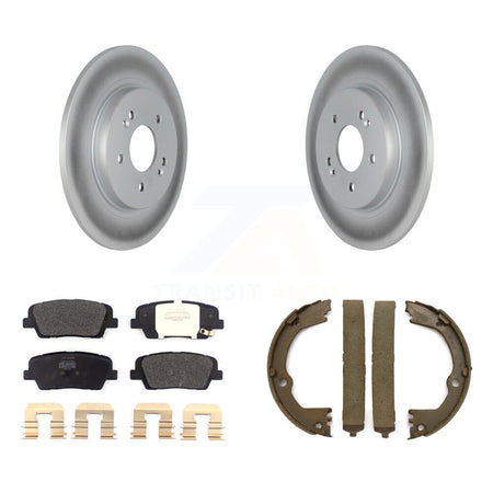 Rear Disc Coated Rotors Semi-Metallic Pads & Parking Brake Shoes Kit For Hyundai Santa Fe KGF-104209