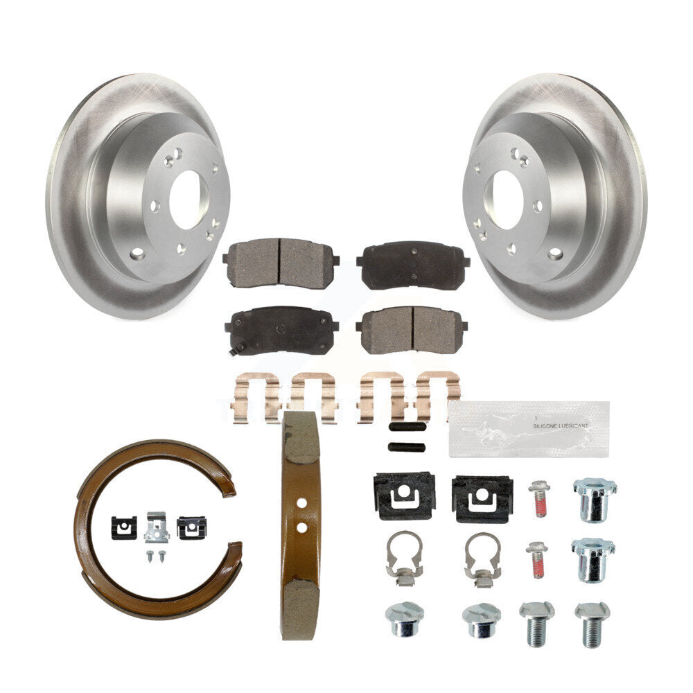 Rear Disc Coated Rotors Semi-Metallic Pads Parking Shoes And Hardware Kit For Kia Sedona KGF-104221