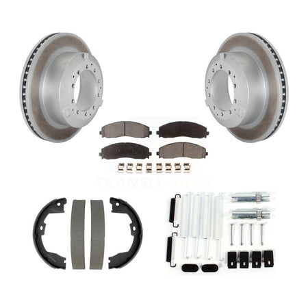 Rear Disc Coated Rotors Semi-Metallic Pads Parking Brake Shoes And Hardware Kit For KGF-104227