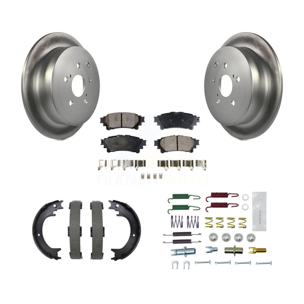 Rear Disc Coated Rotors Semi-Metallic Pads Parking Shoes & Hardware Kit For Toyota Sienna KGF-104229