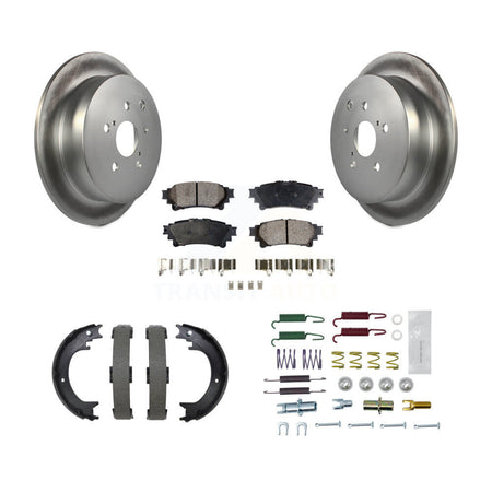 Rear Disc Coated Rotors Semi-Metallic Pads Parking Shoes & Hardware Kit For Toyota Sienna KGF-104229