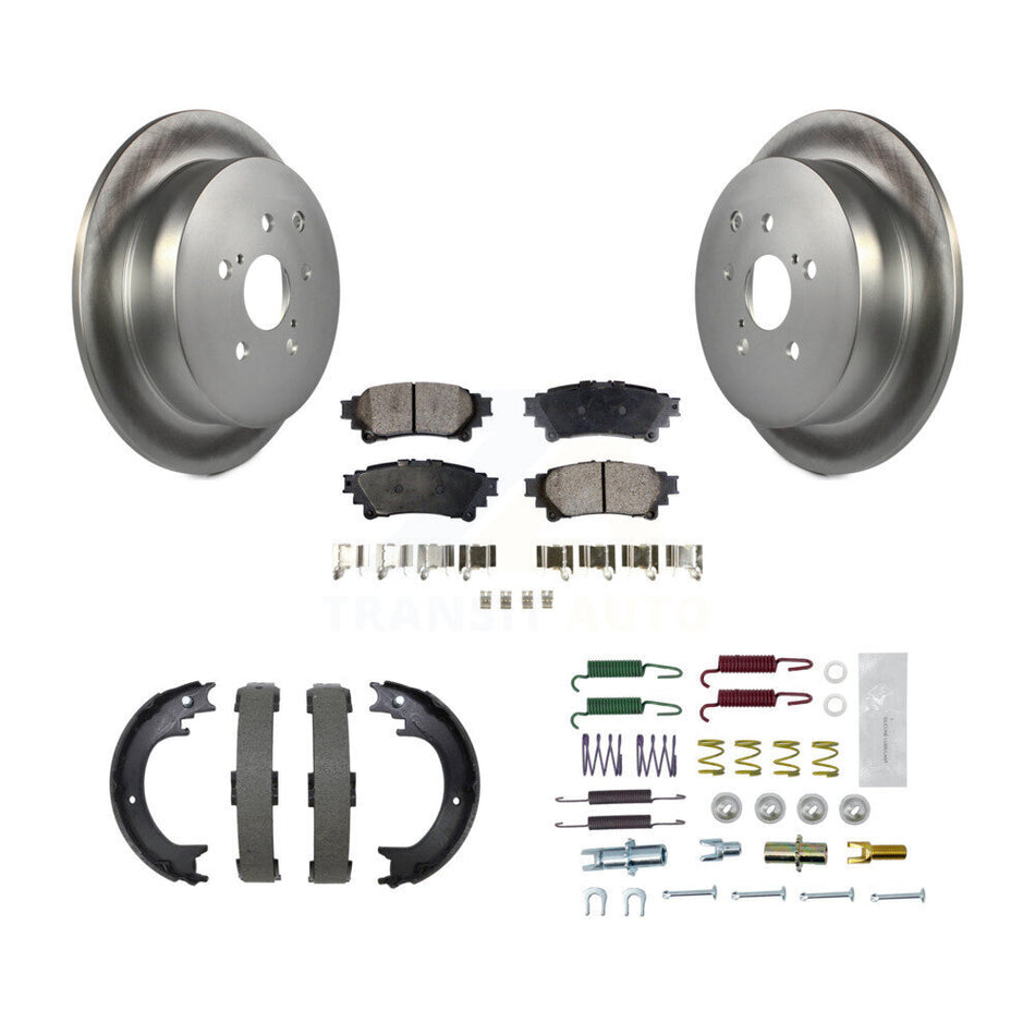 Rear Disc Coated Rotors Semi-Metallic Pads Parking Shoes & Hardware Kit For Toyota Sienna KGF-104229