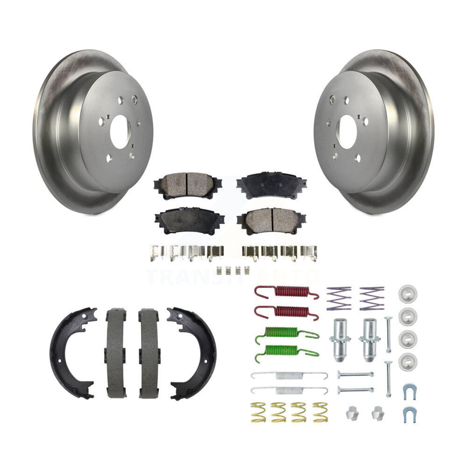 Rear Disc Coated Rotors Semi-Metallic Pads Parking Brake Shoes And Hardware Kit For KGF-104230