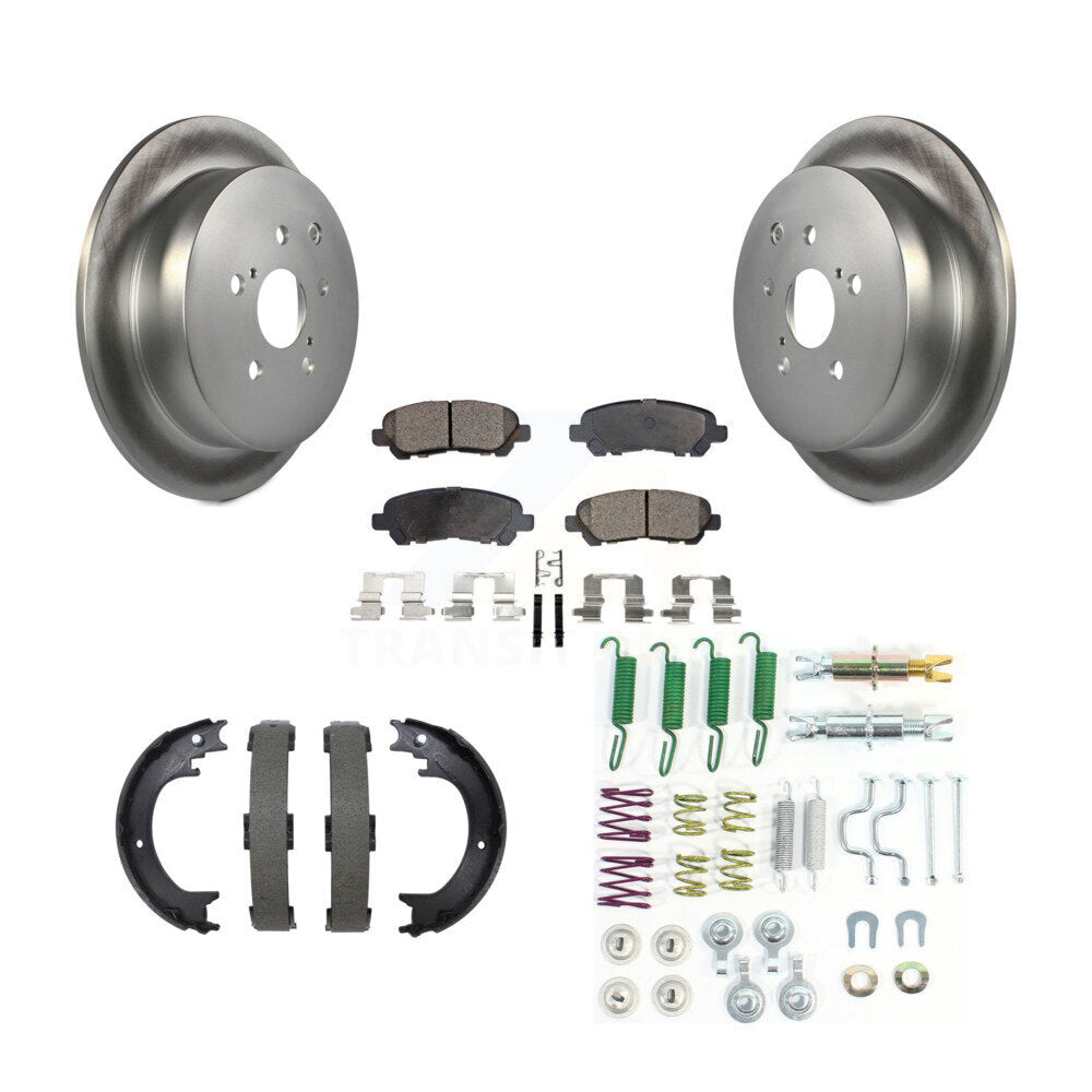 Rear Disc Coated Rotors Semi-Metallic Pads Parking Brake Shoes And Hardware Kit For KGF-104232