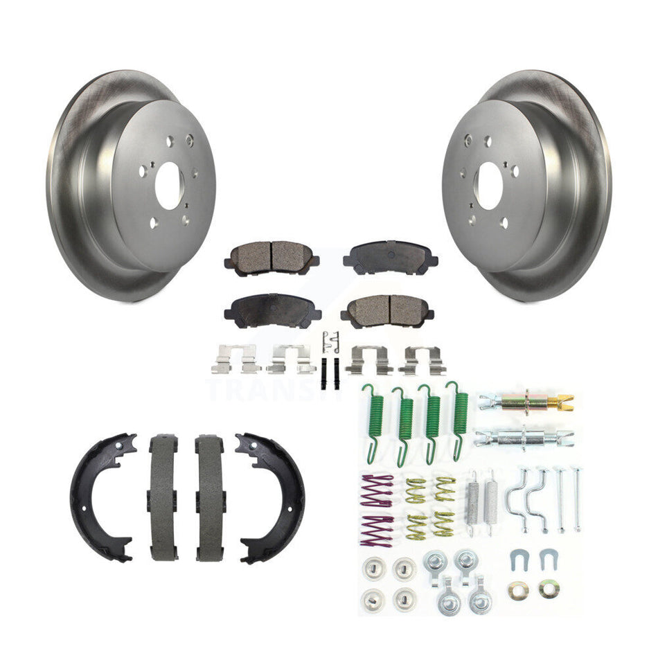 Rear Disc Coated Rotors Semi-Metallic Pads Parking Brake Shoes And Hardware Kit For KGF-104232