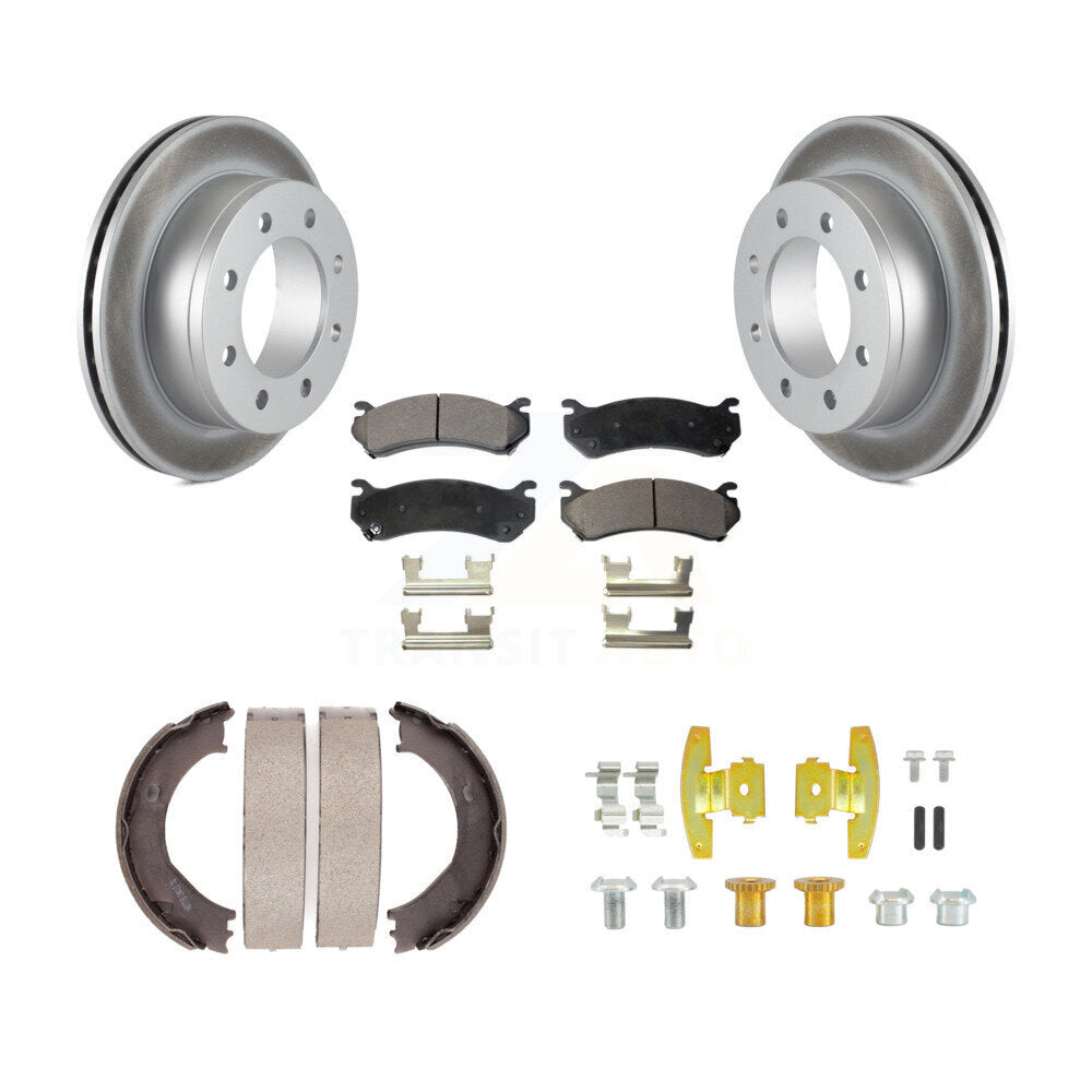 Rear Disc Coated Rotors Semi-Metallic Pads Parking Shoes Hardware Kit For Chevrolet 2500 KGF-104233