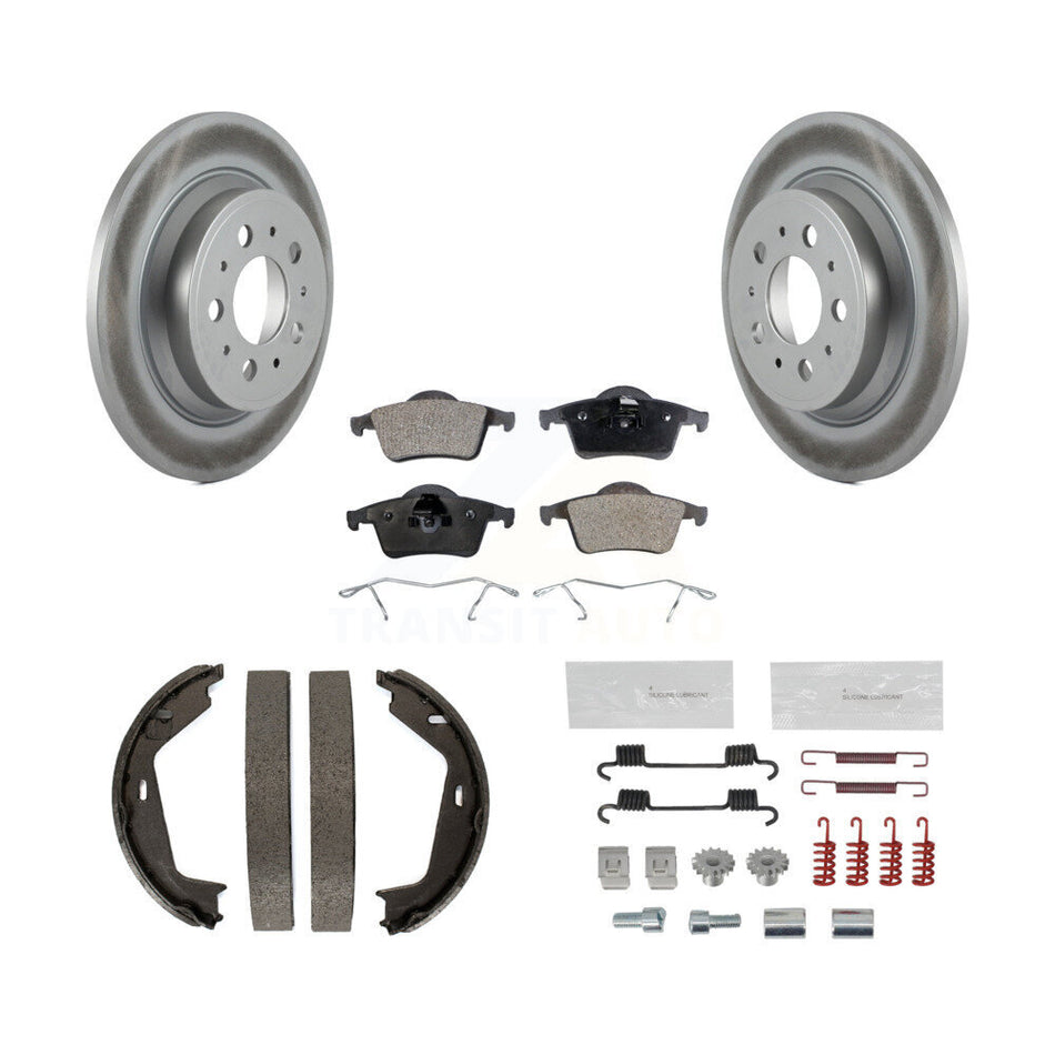Rear Disc Coated Rotors Semi-Metallic Pads Parking Brake Shoes Hardware Kit For Volvo S60 KGF-104242