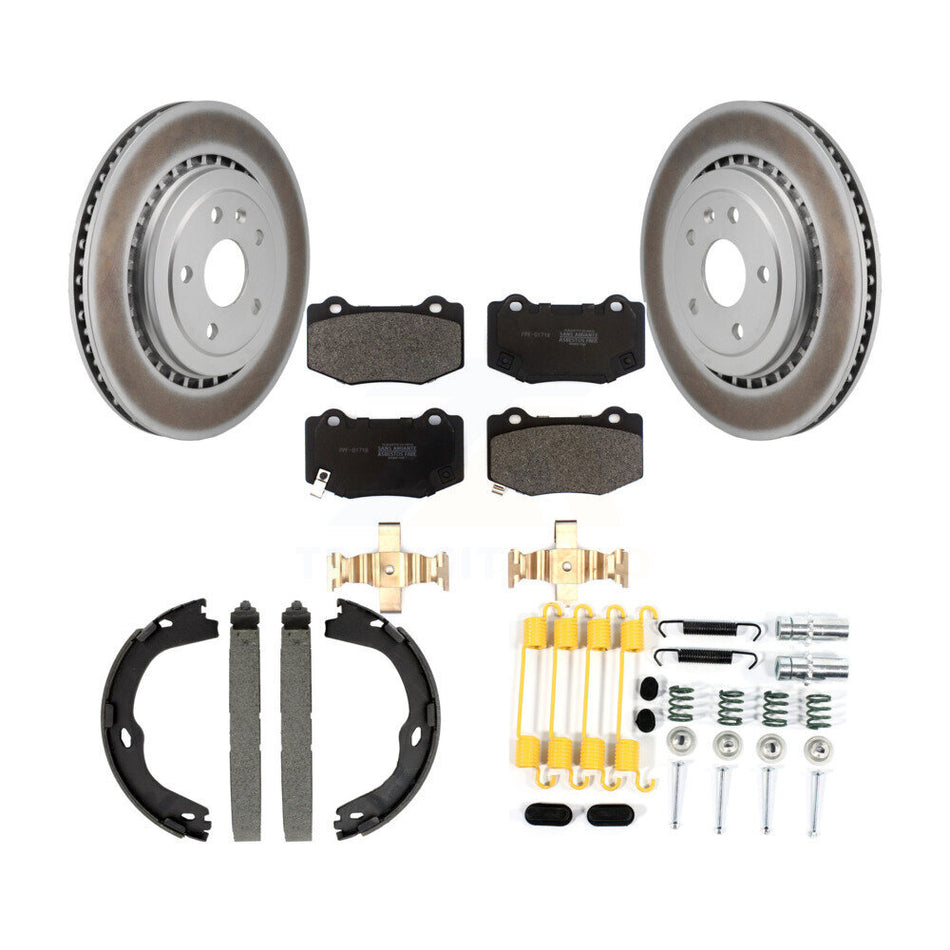 Rear Disc Coated Rotors Semi-Metallic Pads Parking Brake Shoes And Hardware Kit For KGF-104243