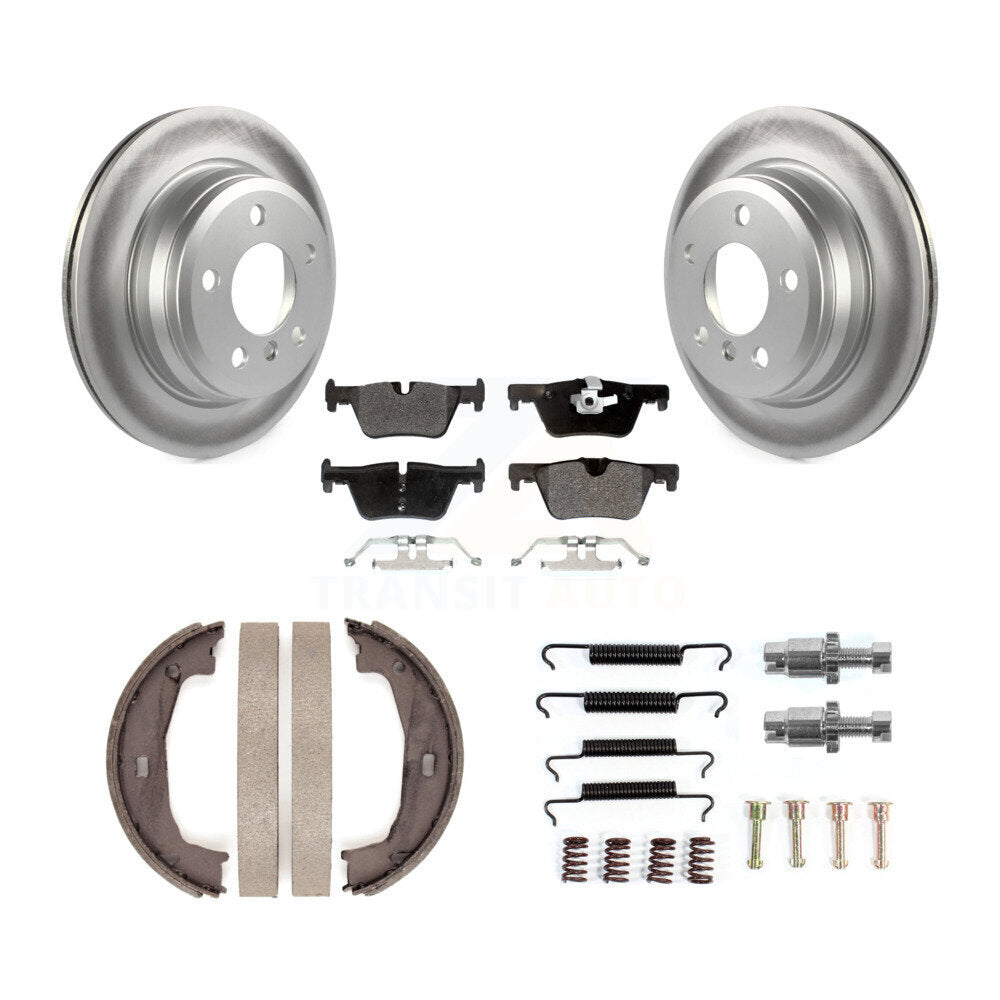 Rear Disc Coated Rotors Semi-Metallic Pads Parking Shoes Hardware Kit For BMW 428i xDrive KGF-104250