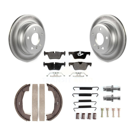 Rear Disc Coated Rotors Semi-Metallic Pads Parking Shoes Hardware Kit For BMW 428i xDrive KGF-104250