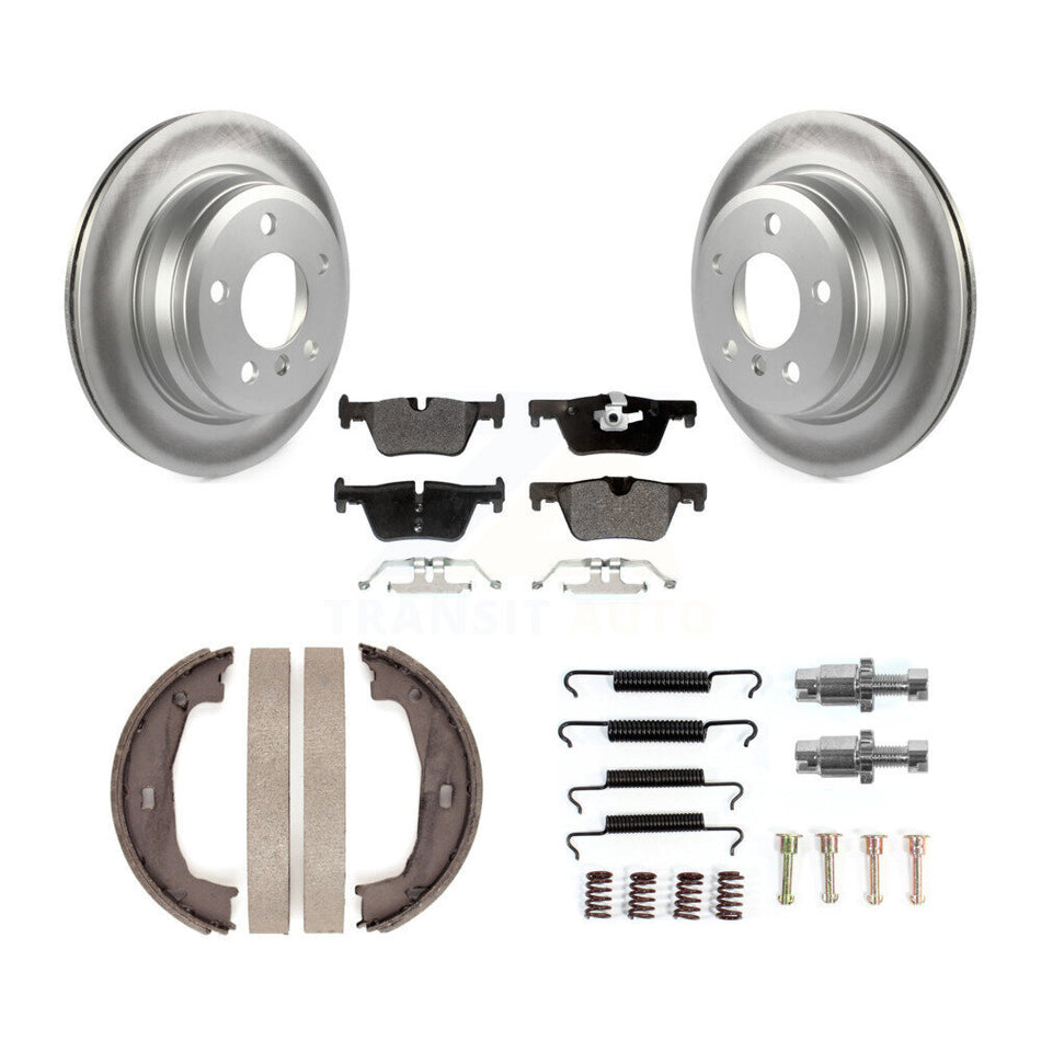 Rear Disc Coated Rotors Semi-Metallic Pads Parking Shoes Hardware Kit For BMW 428i xDrive KGF-104250