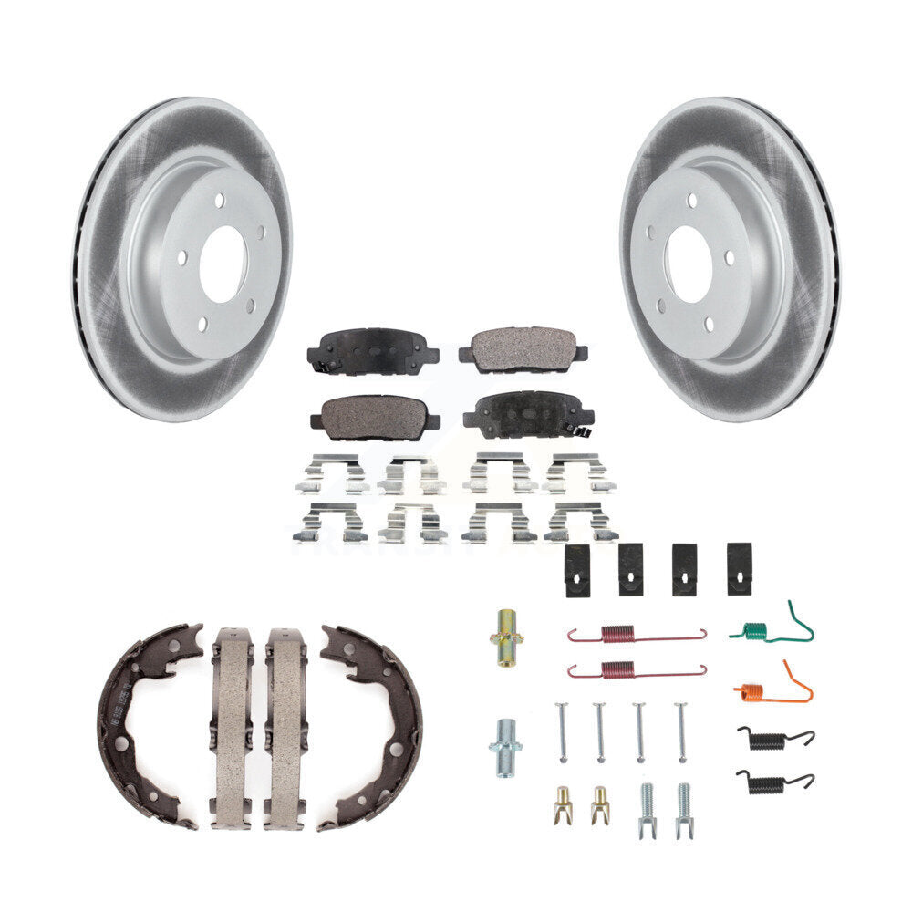 Rear Disc Coated Rotors Semi-Metallic Pads Parking Shoes And Hardware Kit For Nissan LEAF KGF-104255