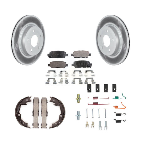 Rear Disc Coated Rotors Semi-Metallic Pads Parking Shoes And Hardware Kit For Nissan LEAF KGF-104255