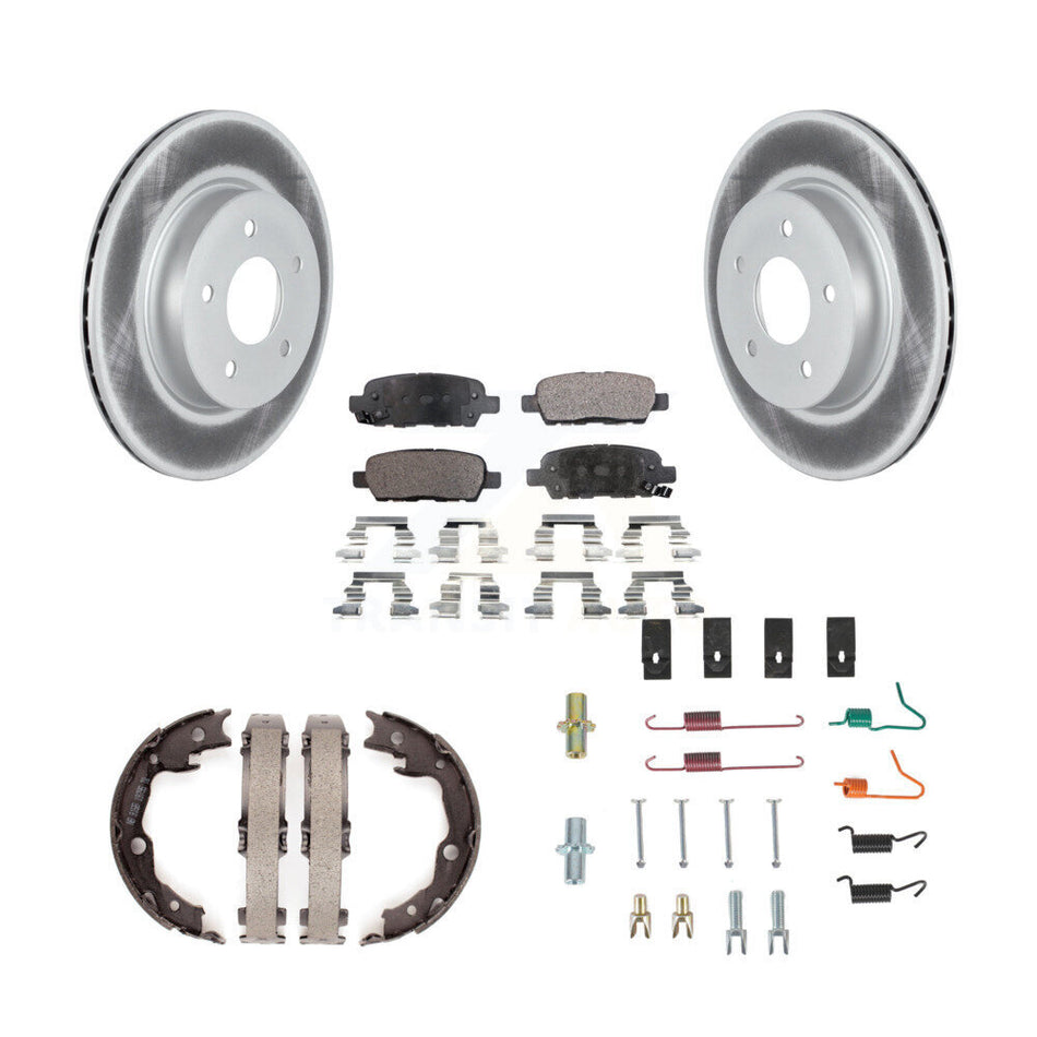 Rear Disc Coated Rotors Semi-Metallic Pads Parking Shoes And Hardware Kit For Nissan LEAF KGF-104255